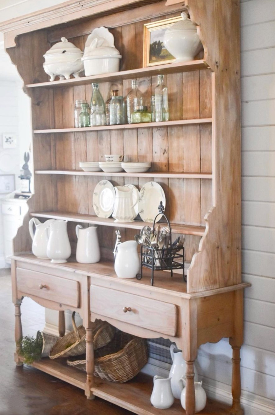 Decorating With a Country Antique Pine Hutch - In My Own Style